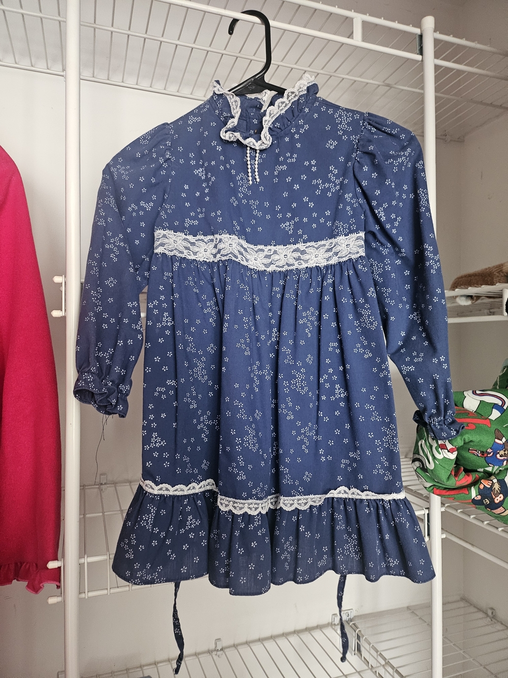 Sears Blue Floral Lace-Trim Girls' Dress